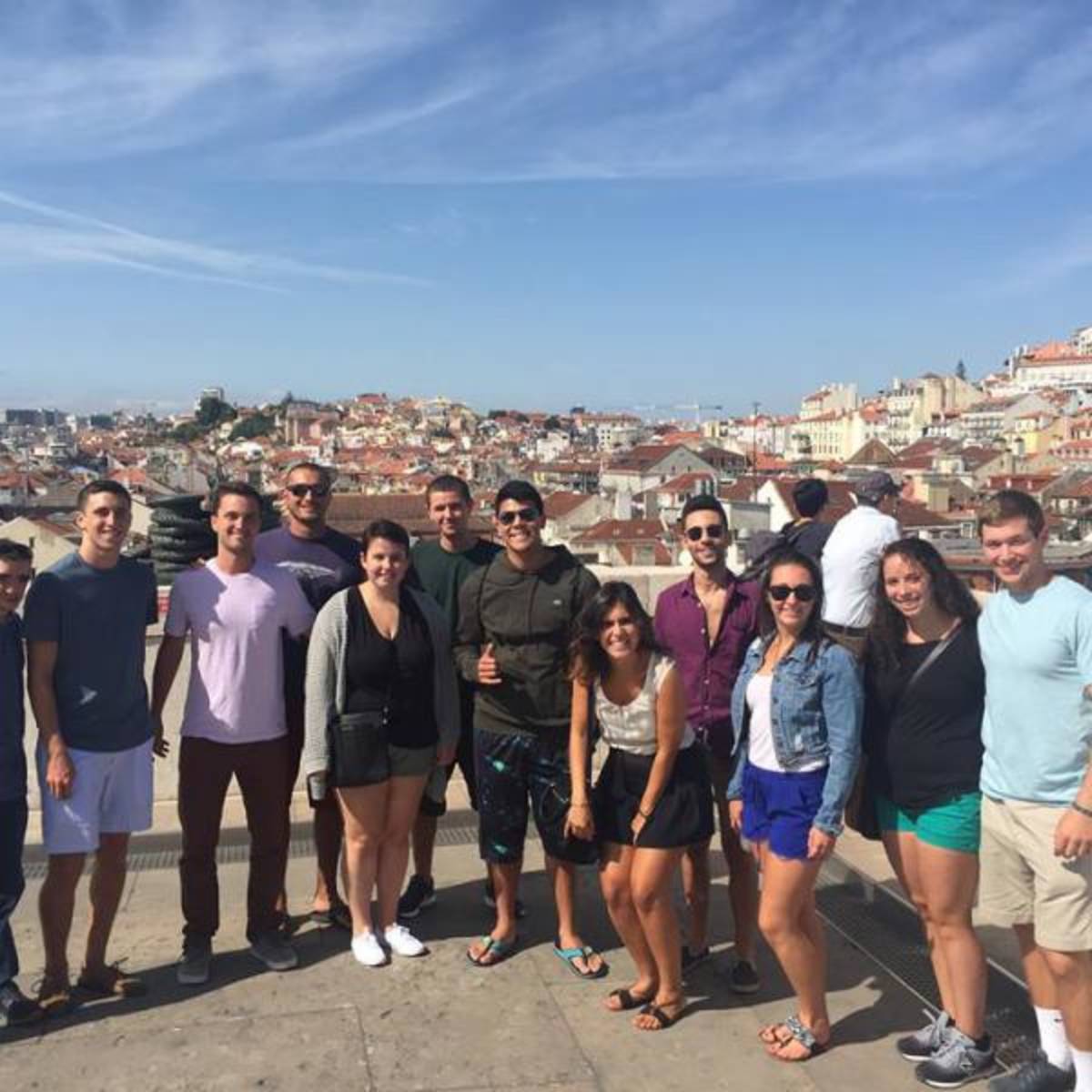 Students over the city of Lisbon