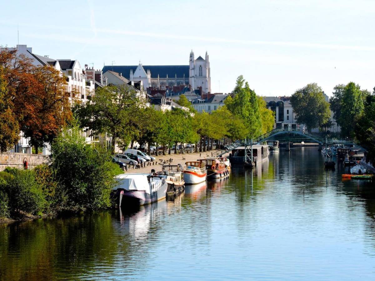 River view in Nantes with boats