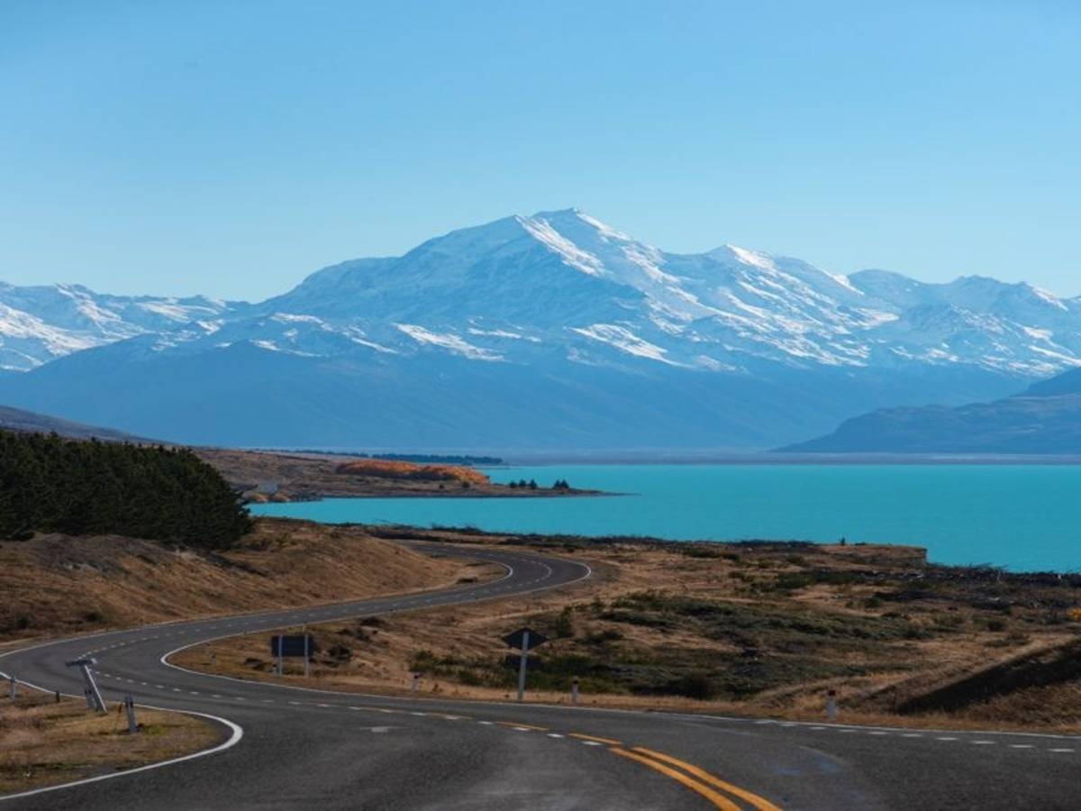 Road trip toward Mount Cook in New Zealand South Island