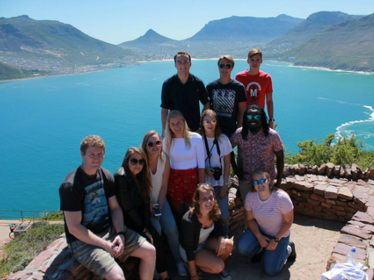Internship students on a road trip in Cape Town