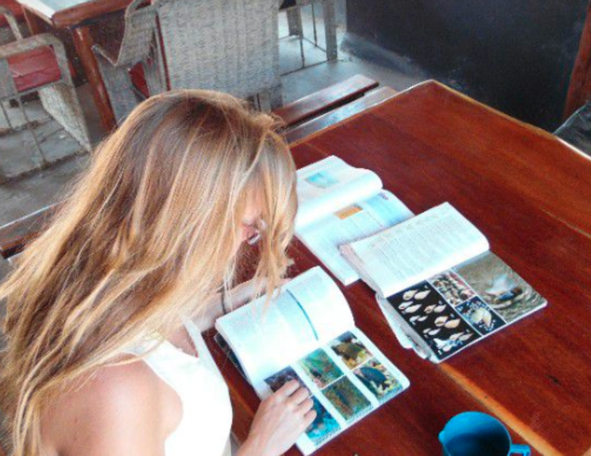 Woman reading a booklet