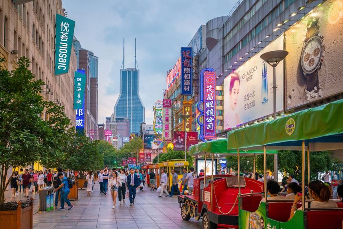 Shopping district in Shanghai, China
