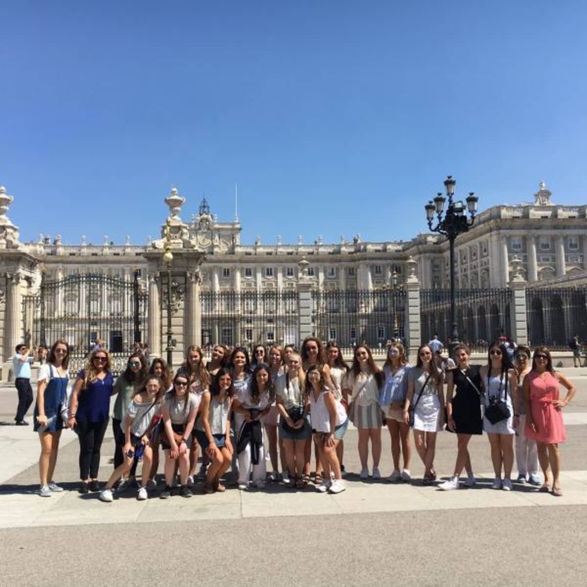 Students in front of palace