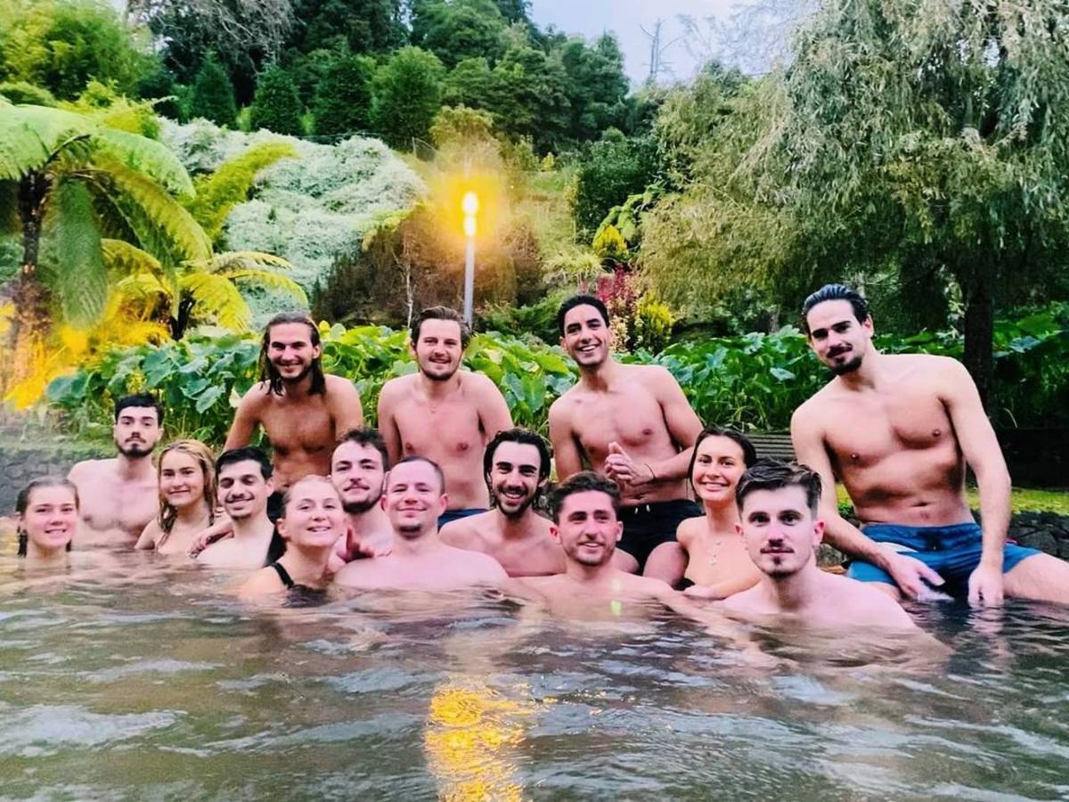 student group in a whirl pool in Portugal