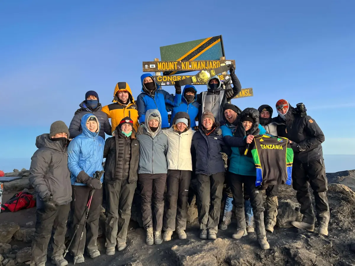 Student pose for photo on Kilimanjaro