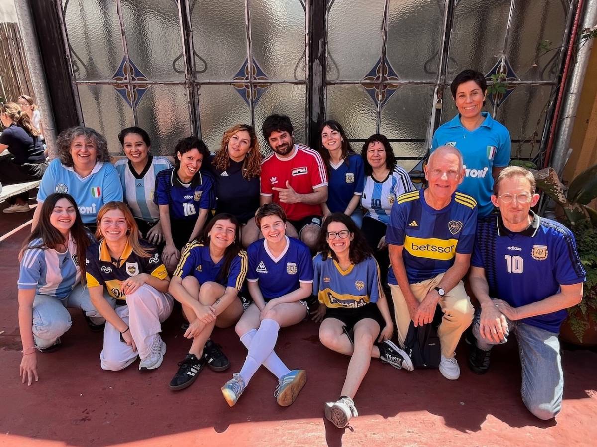 Students and teachers on Maradona day