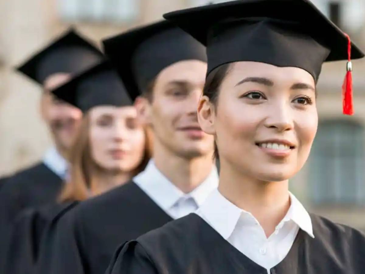 Students at a graduation ceremony
