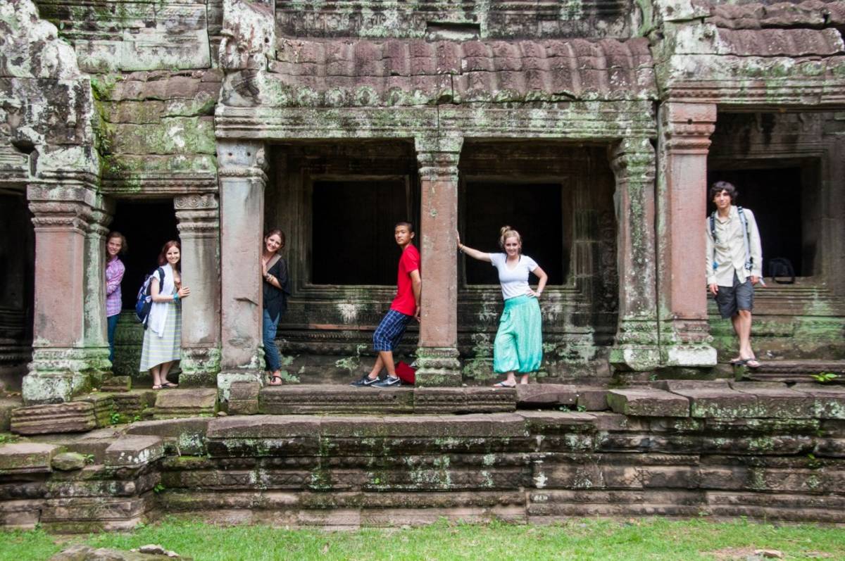 Students at a temple in Cambodia