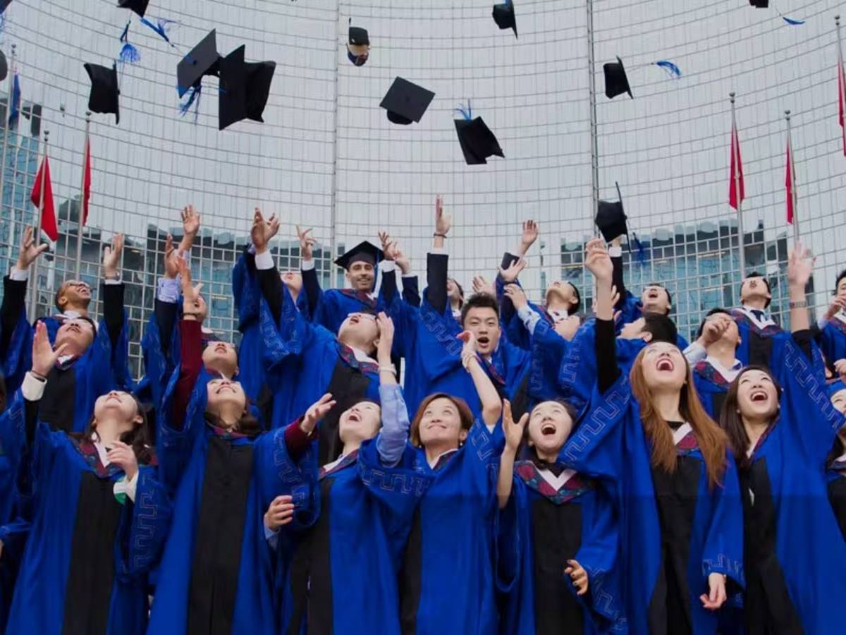 Students at graduation ceremony