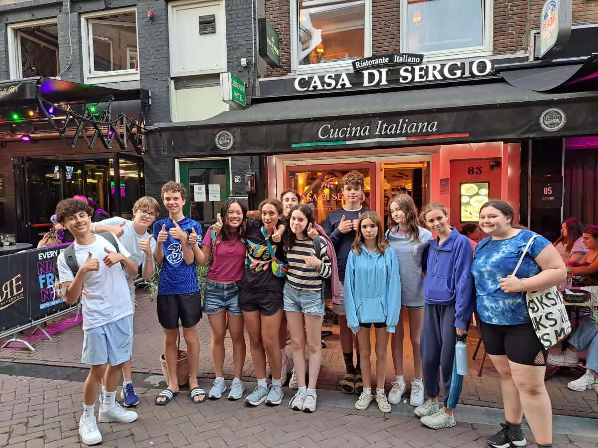 Students at italian cafe