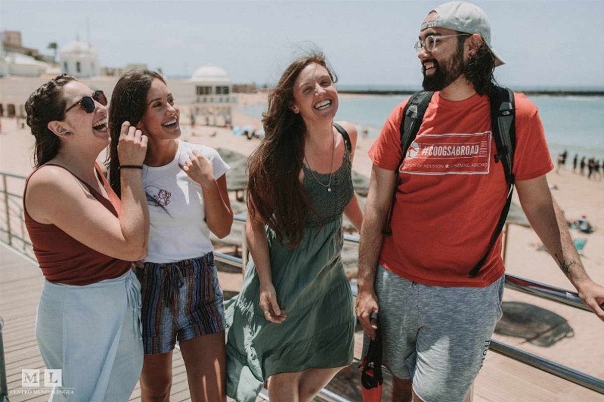 Students at the beach