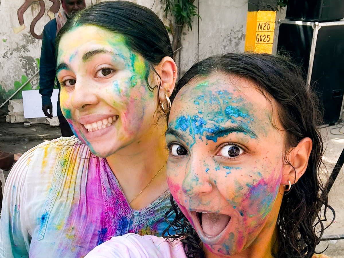 Students celebrating Holi
