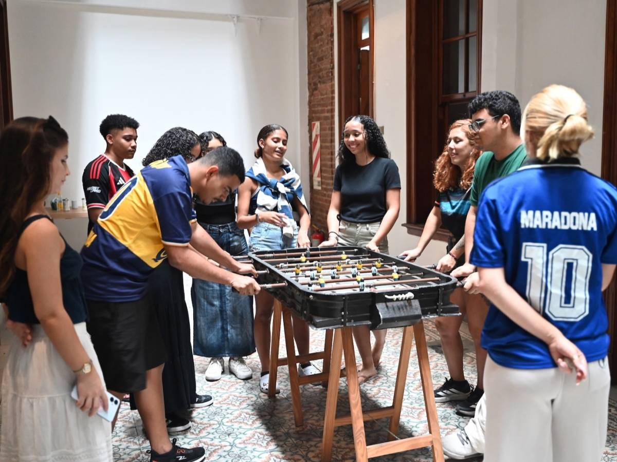 Students during a break from Spanish classes