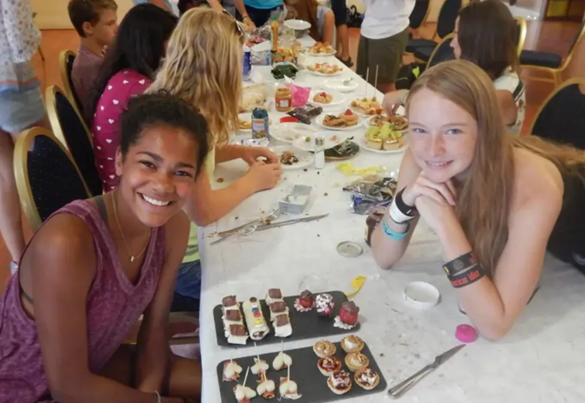 Students enjoying snacks