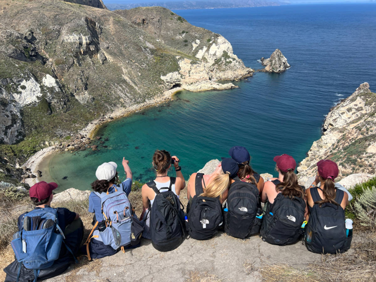 students exploring the California coast together