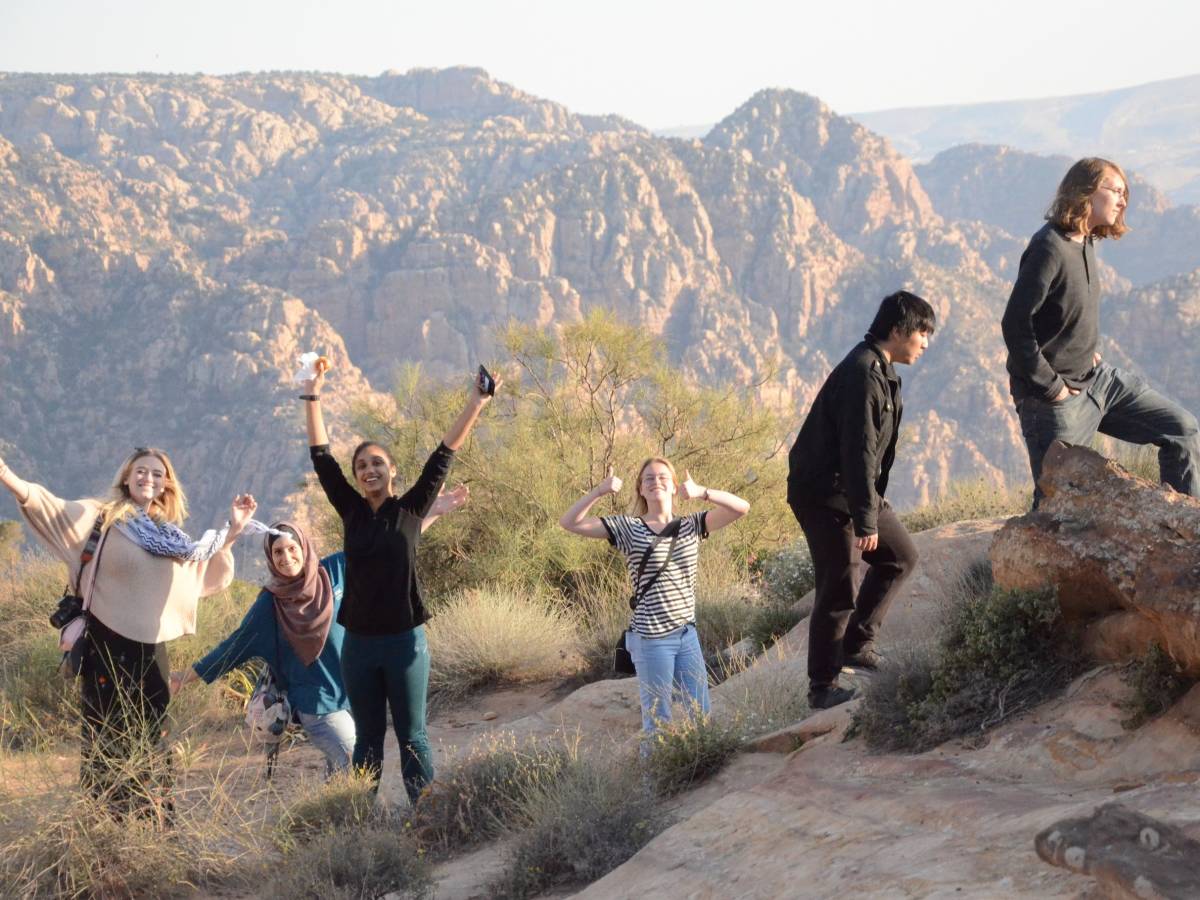 Students hiking in Jordan