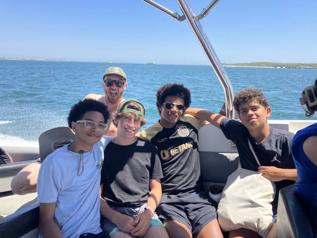 Students on a boat in Lisbon