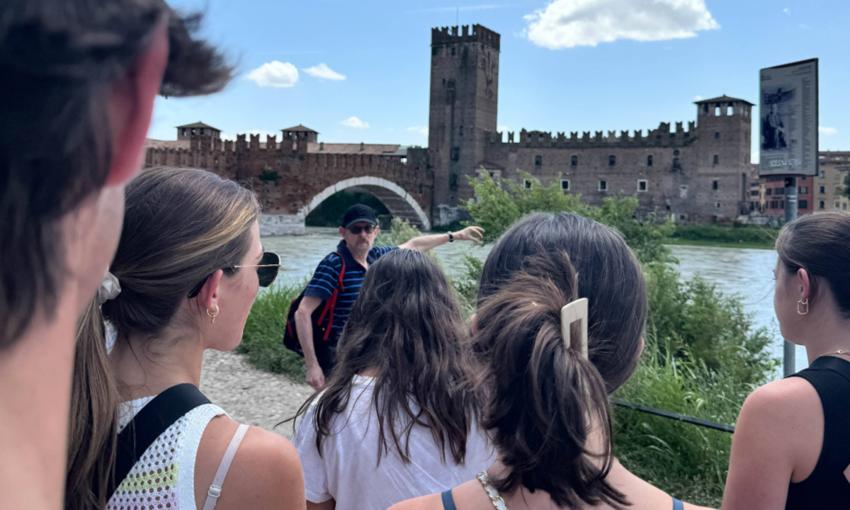 Students on a Guided Cultural Tour at a Historic European Castle
