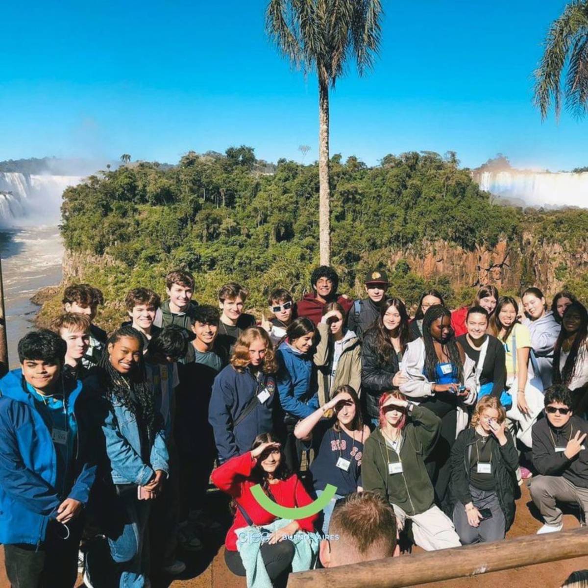 Students on hike to waterfall