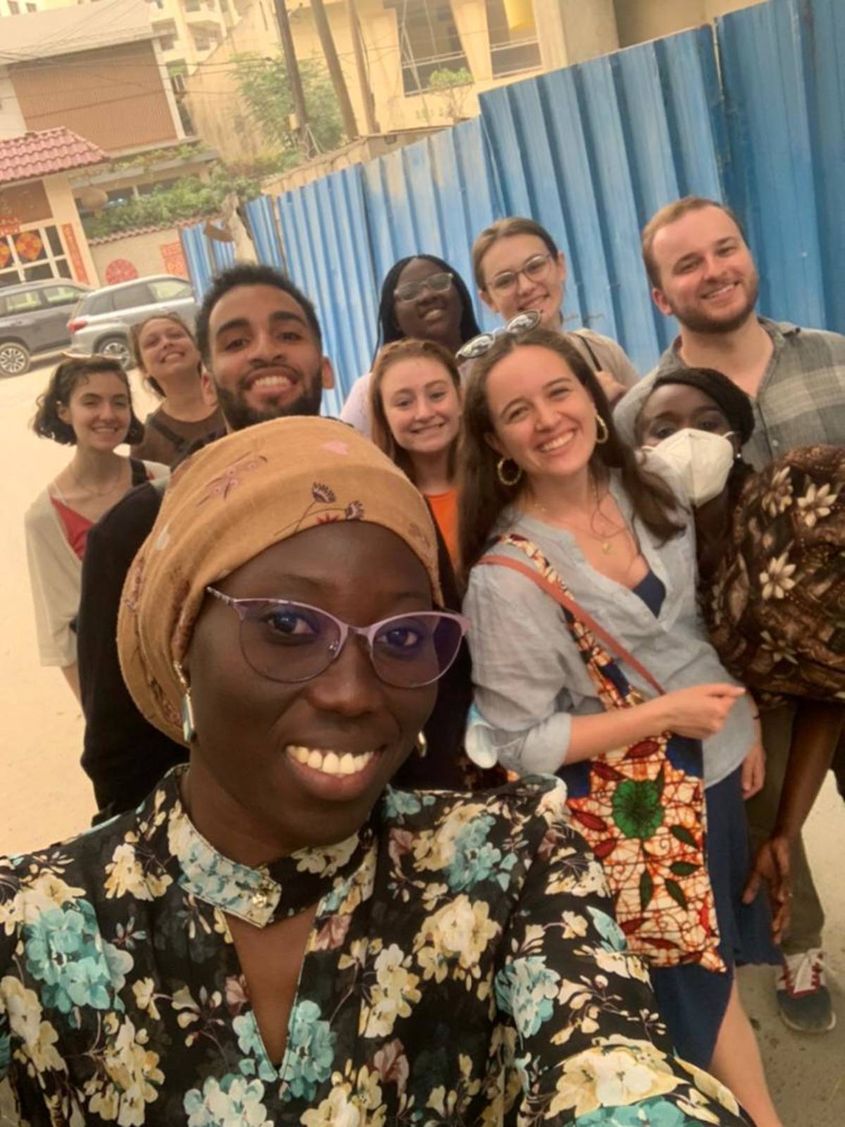 students on neighborhood walking tour in Dakar, Senegal