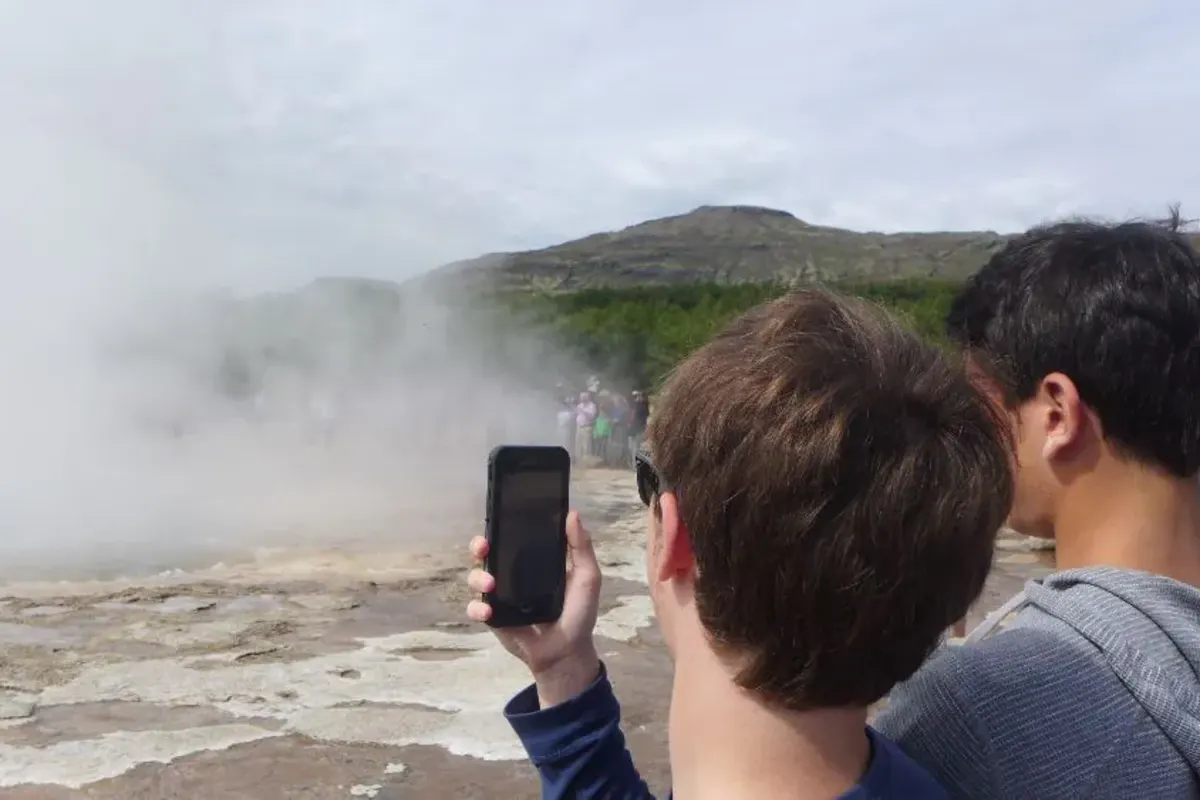 Students photograph thermal pool