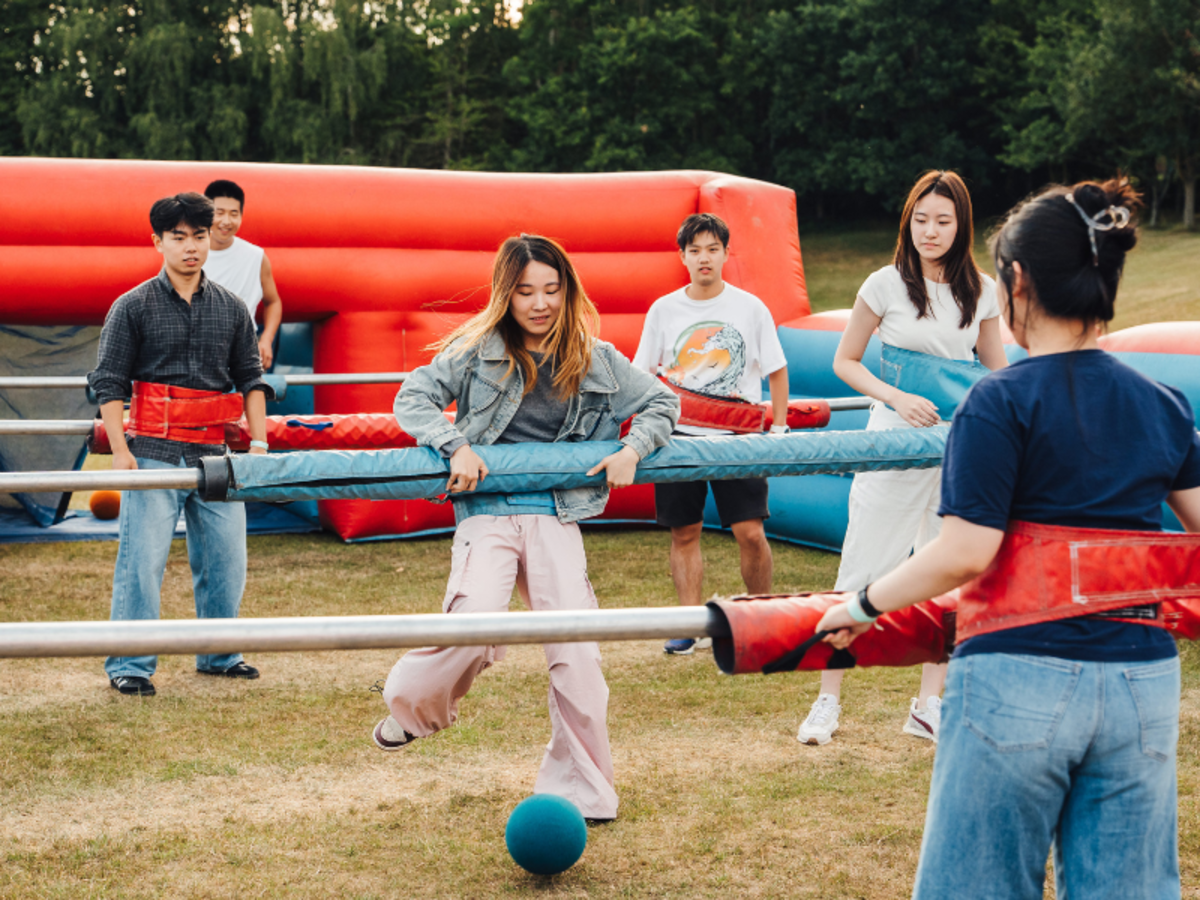Students playing football