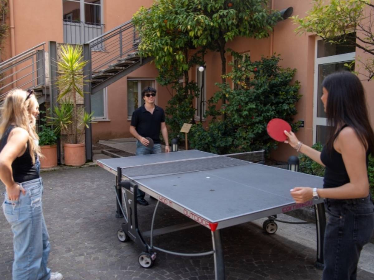 Students playing ping pong