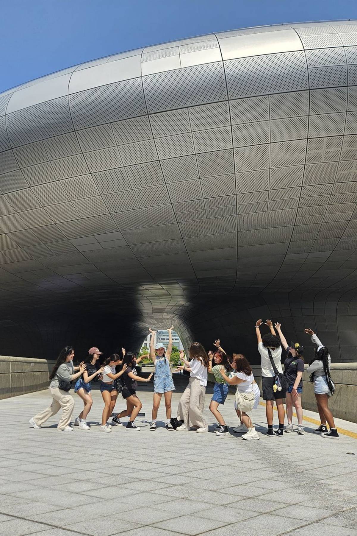Students posing at museum in Seoul