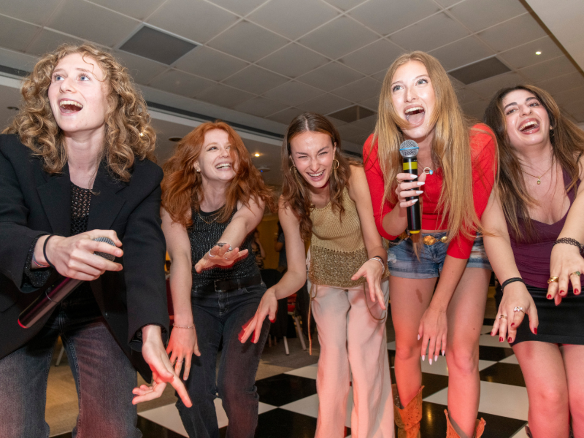 Students singing at Karaoke night