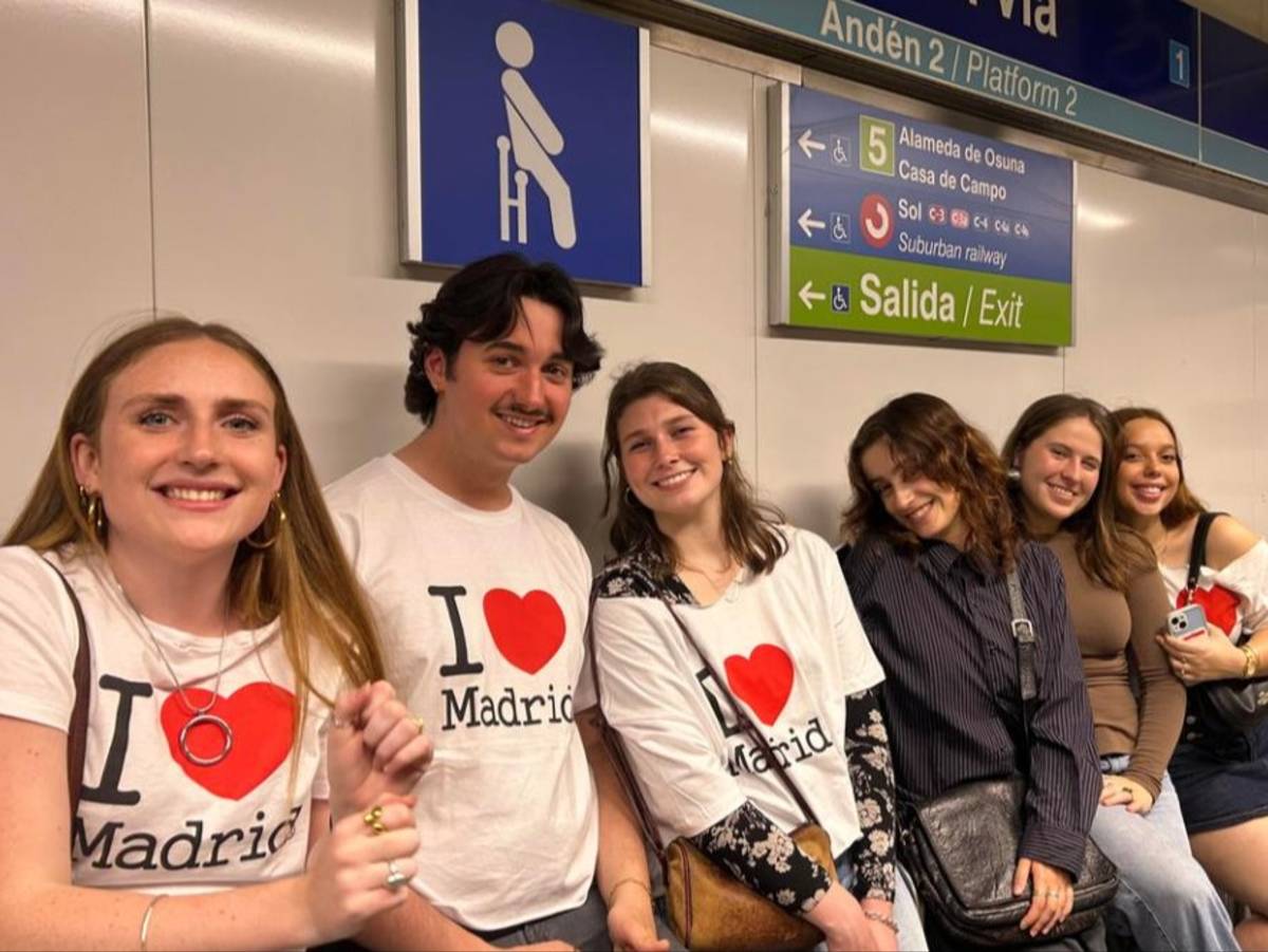 Students taking the train in Madrid