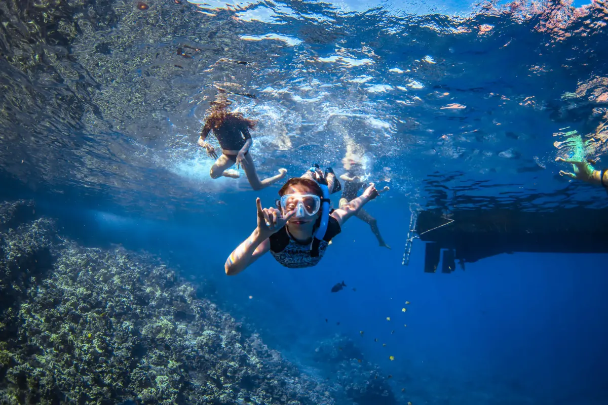 Students underwater scuba diving