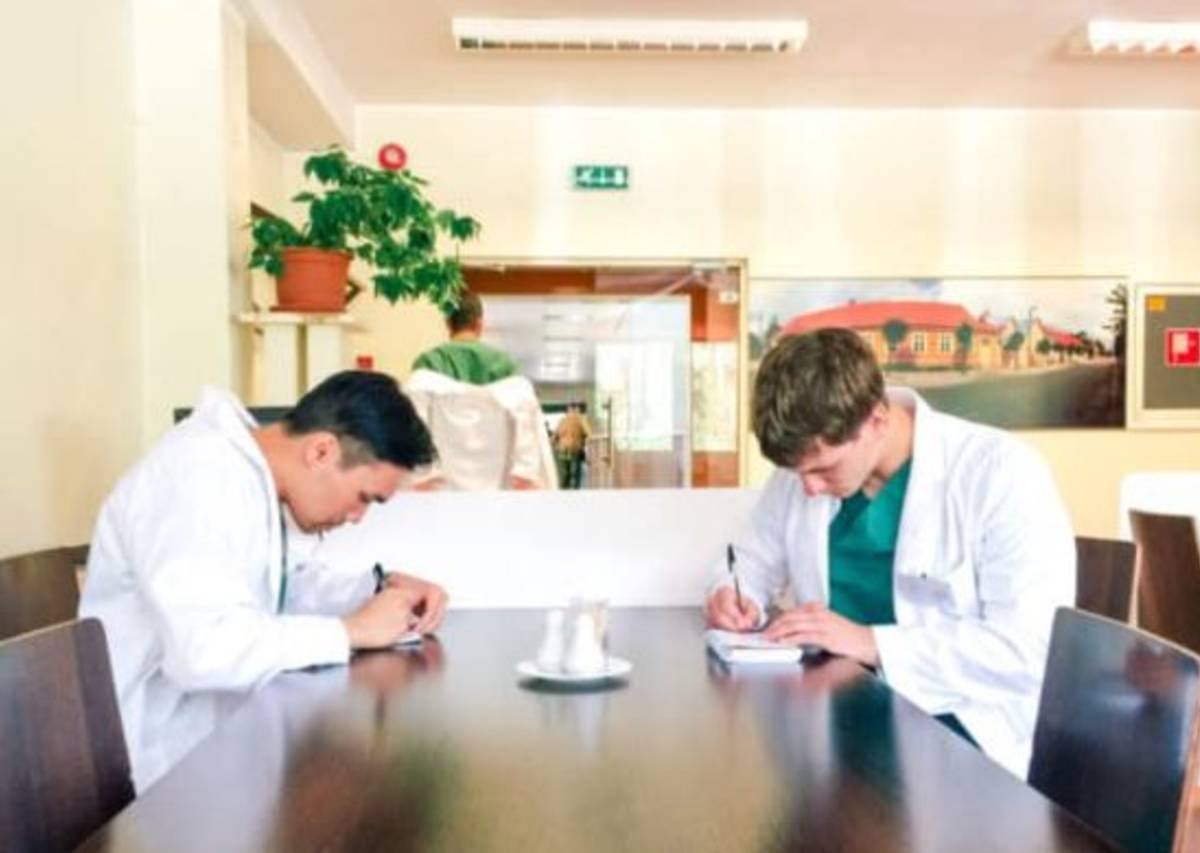 Students working