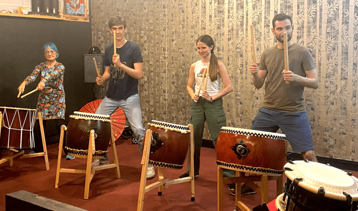 Taiko drum playing