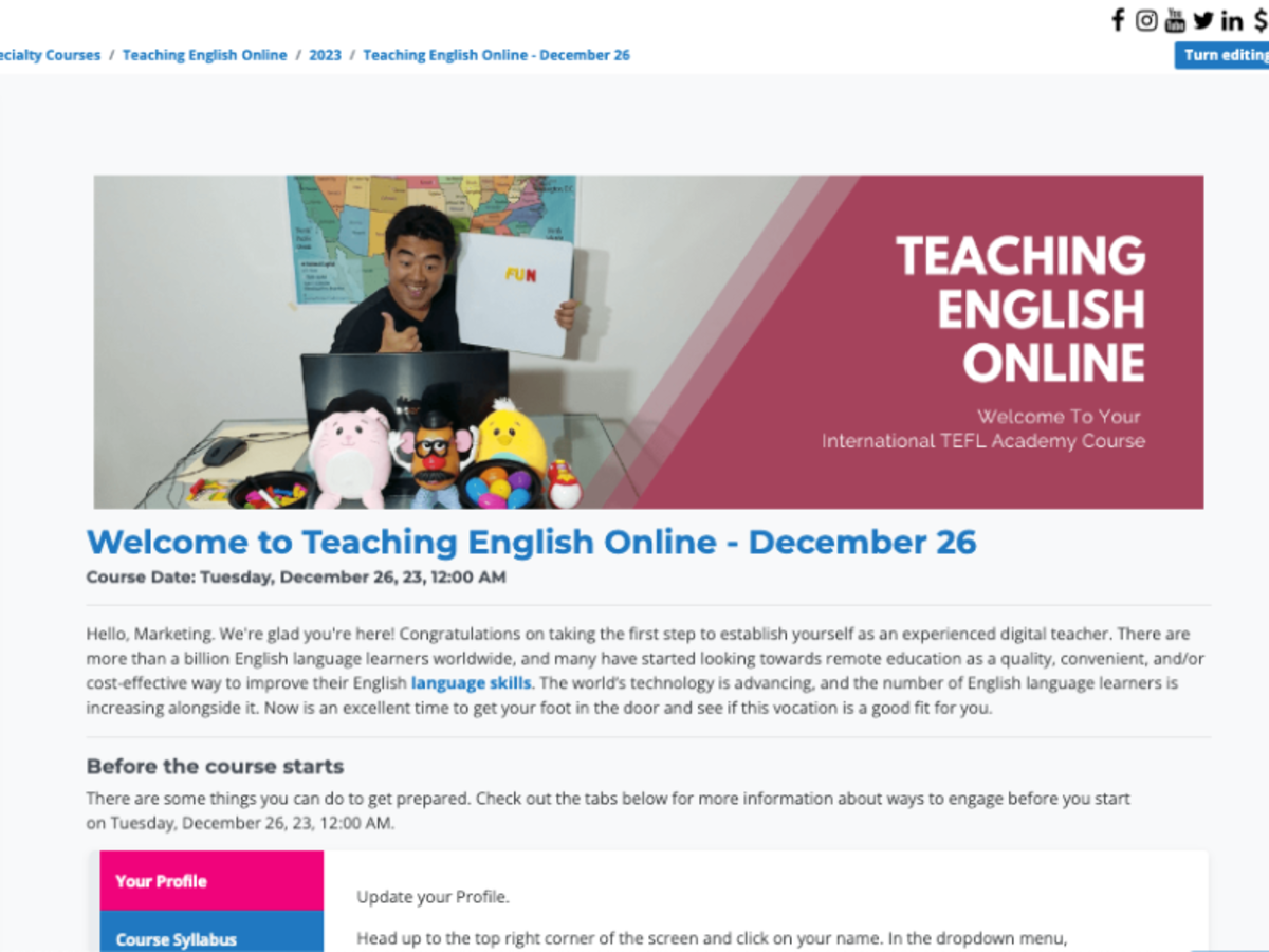 Teaching English Online Specialty Course