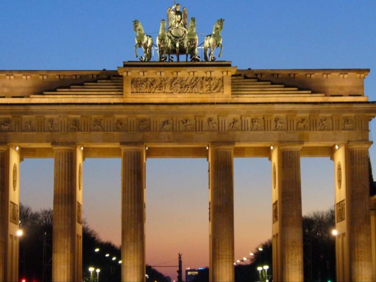 The Brandenburg Gate at Dusk in Berlin, Germany.