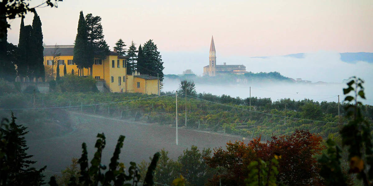 The Villa Godiola at a distance