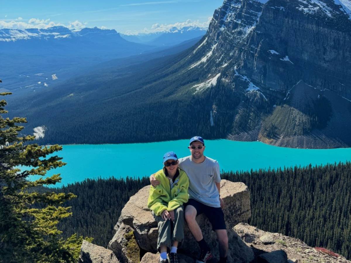 Two people on a mountain