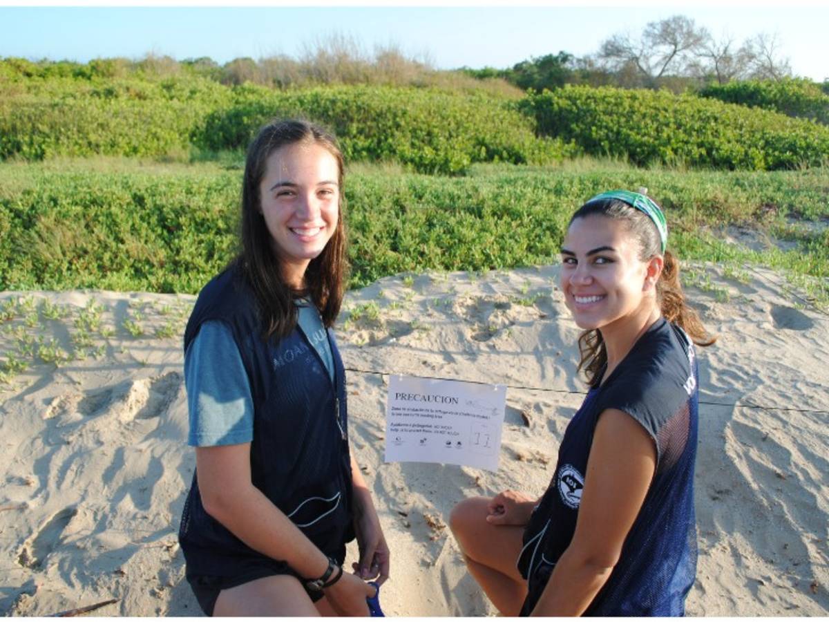 two women during an activity on the beach