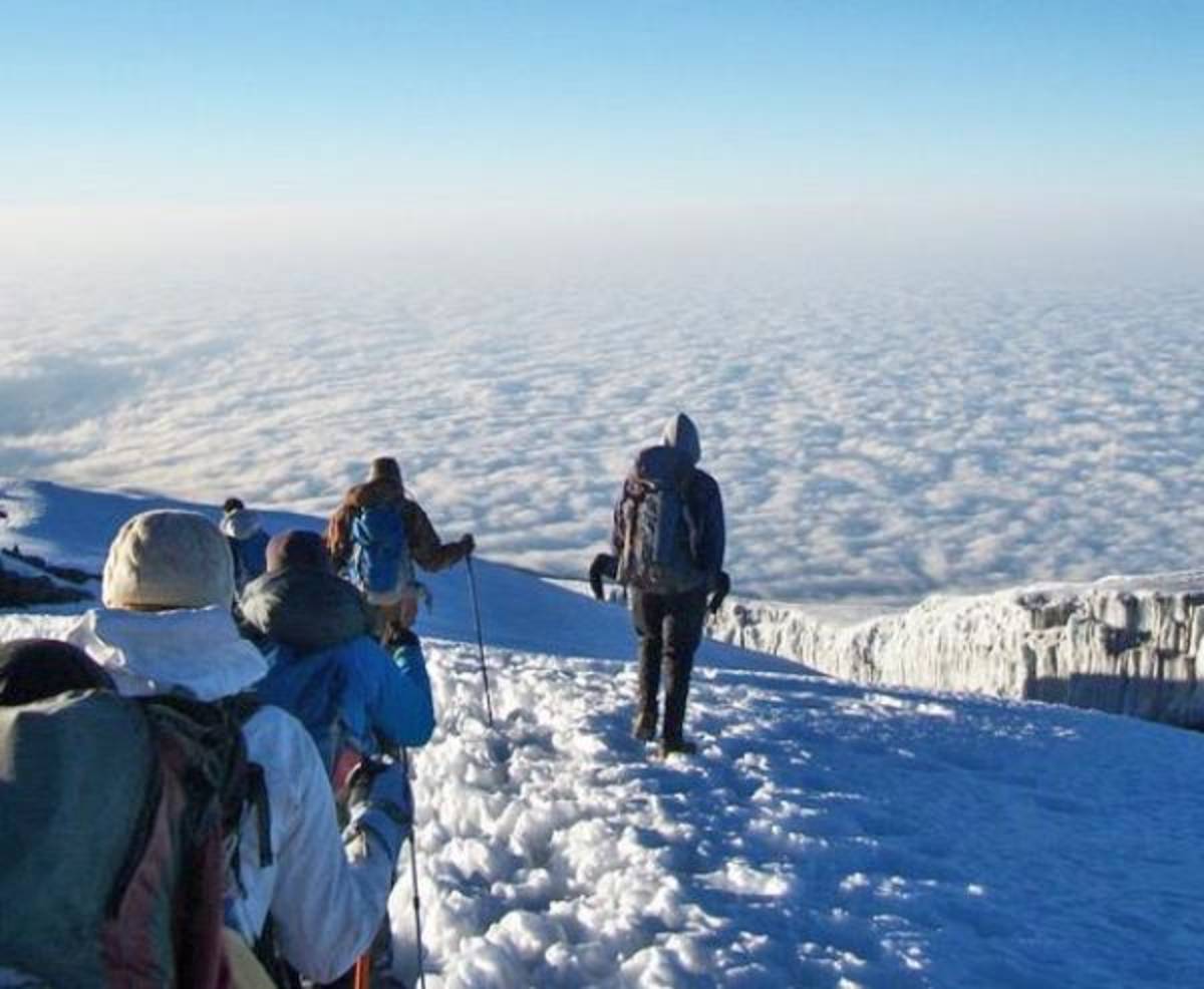 view of clouds from summit of kilimanjaro