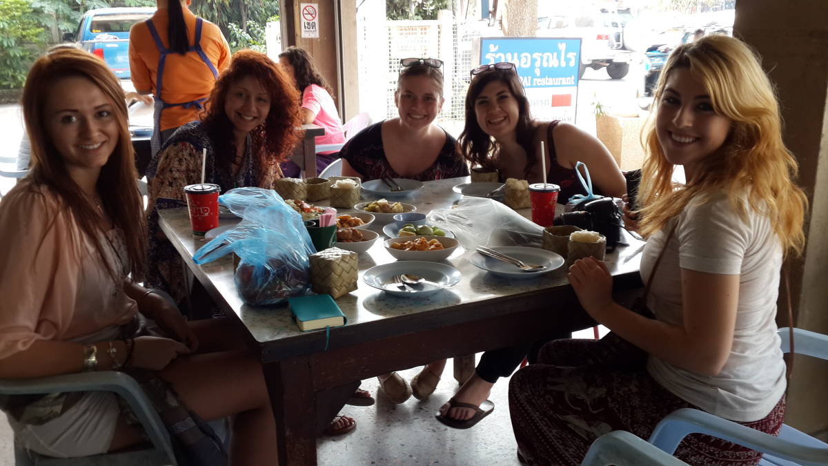 Volunteers having lunch