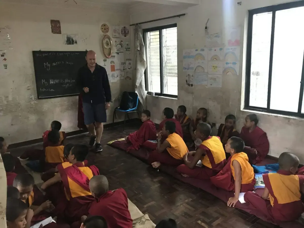 volunteer at the monk school in Nepal