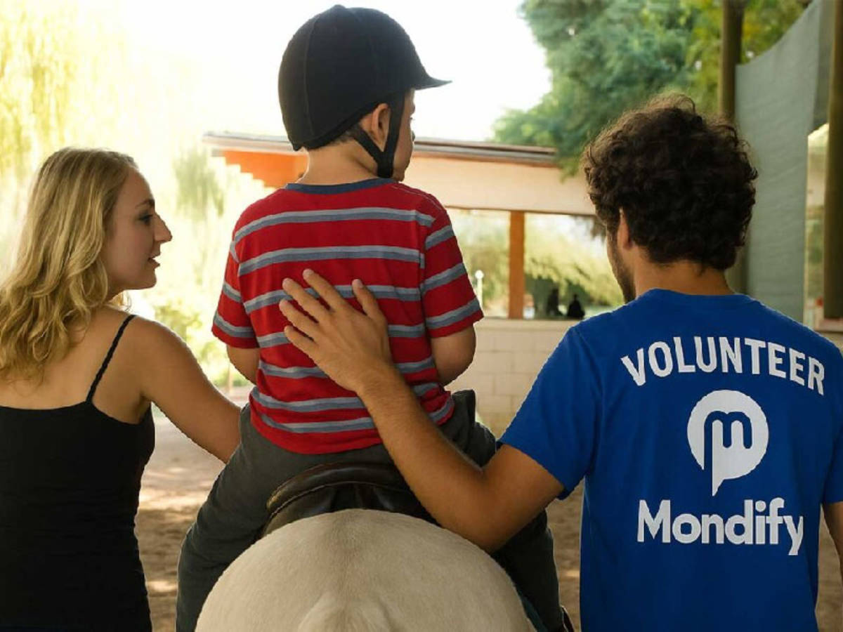 volunteer in the program helping a child