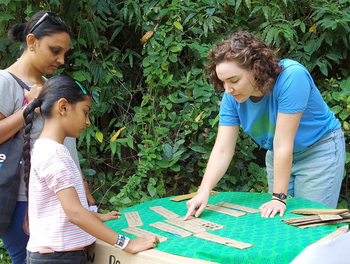 volunteer with a child