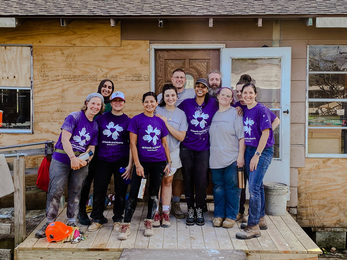 Volunteers on a job site