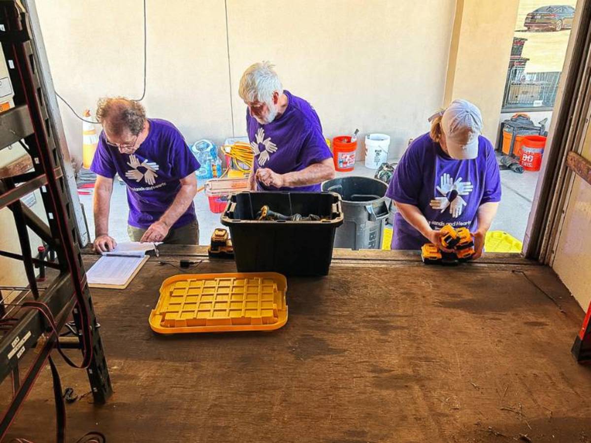 Volunteers packing supplies
