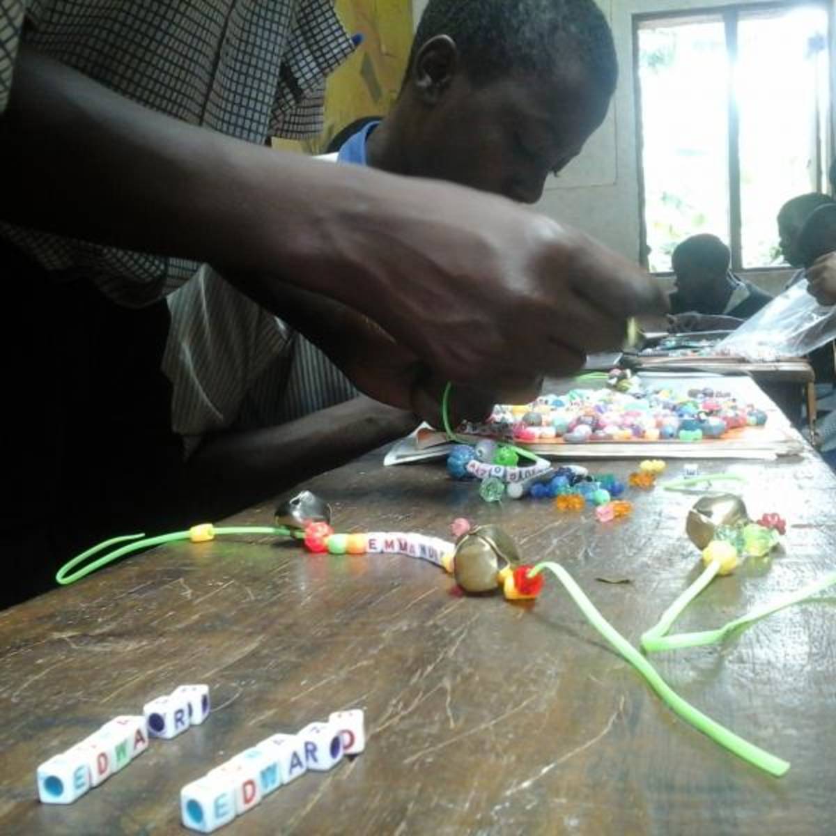 Making crafts at an orphanage in Africa