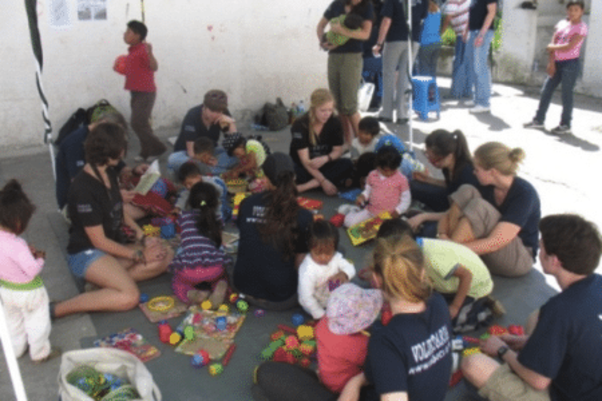 Volunteers sat with children 