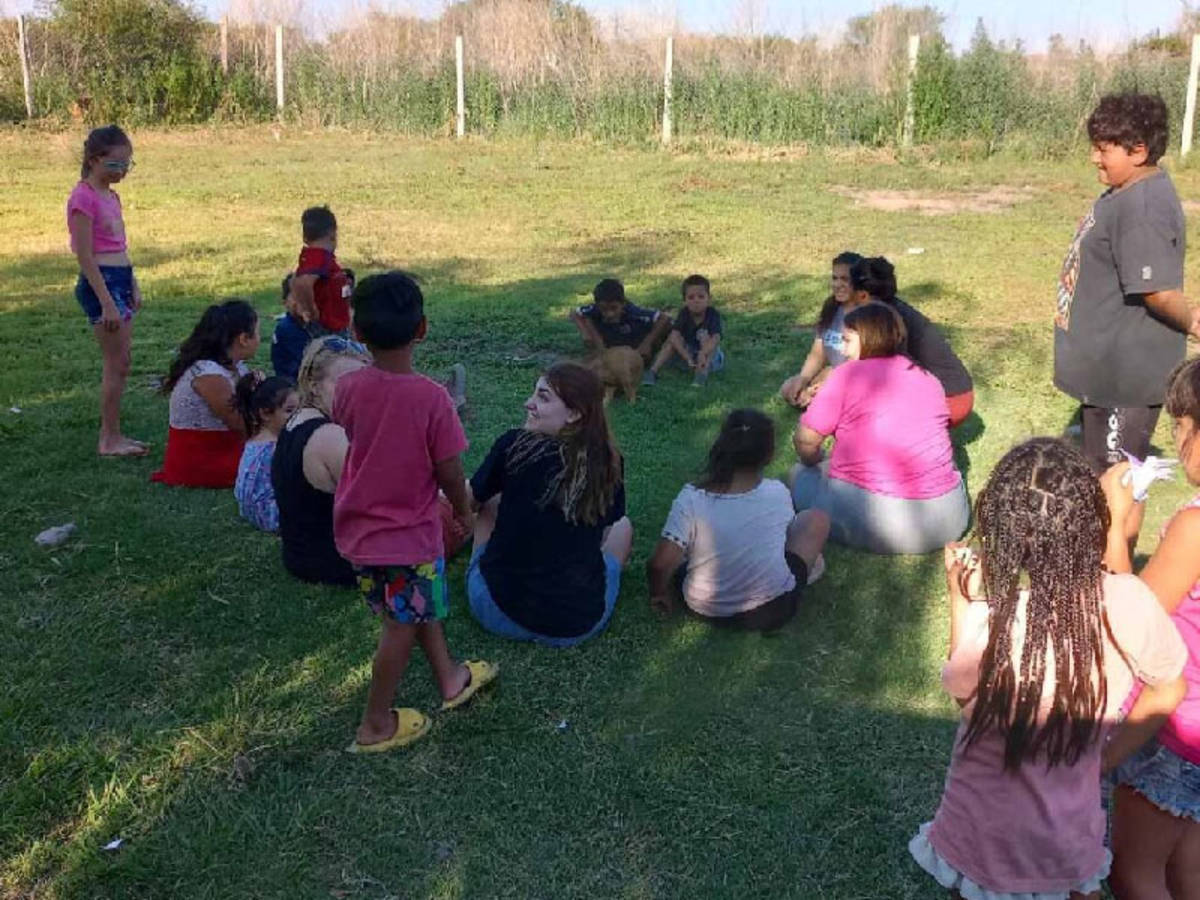 volunteers working with children in the program