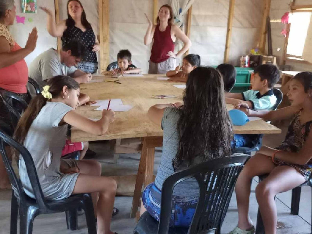volunteers working with children in the program