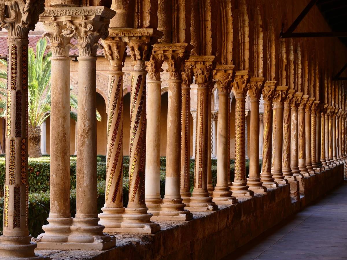 Walkway cloiseter with twisted historic column